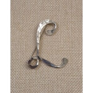 Large Hammer Finish Sterling Silver L Brooch L Initial